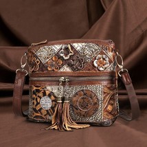 Vintage Women Shoulder Bag Leather Tassel Top Handle Ladies Handbag Messenger - £61.58 GBP