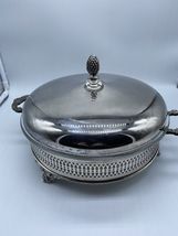 Vintage Sheffield Silver Co. Covered casserole Glasbake Divided Insert  ... - $19.59