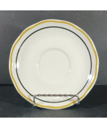 BUFFALO CHINA Restaurant Ware SAUCER Mustard Yellow Black Stripe Scallop... - $8.54