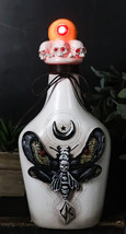 Wicca Black Skull Moth Crescent Moon And LED Witch Eyeball Faux Potion Bottle - £25.56 GBP