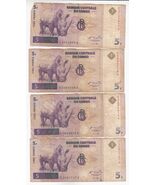 Congo, 5 Francs, (Lot of 4) Old Issue, Banknotes With Faults/Small Cut, XF - $37.88