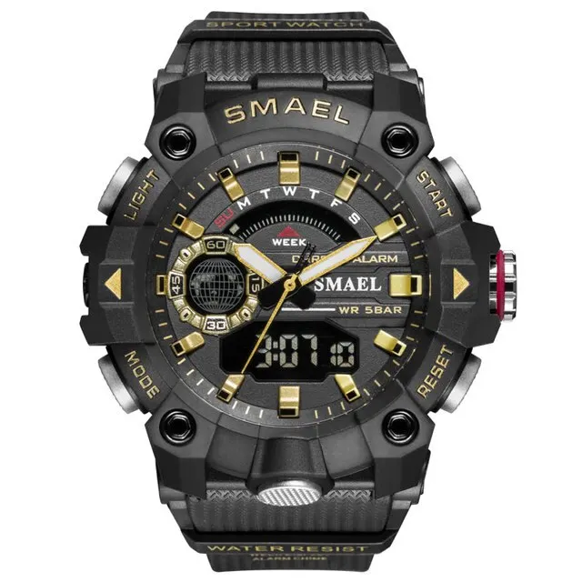 SMAEL Fashion   Men Shock Resistant 50M Waterproof Wristwatch LED Alarm Stopwatc - £42.56 GBP