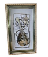 Set of 2 Musicals Instrument Banjo, Cornet 3D Pictures Gold-Tone METALCR... - $24.70