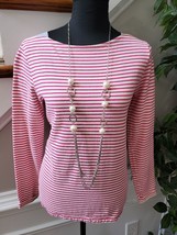 Vineyard Vines Women Pink Striped Cotton Long Sleeve Casual Top Shirt Size XS - £22.35 GBP