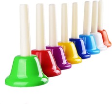 Hand Bells Set, Colorful Percussion 8 Note Diatonic Metal Hand Bell Kit for - £29.56 GBP