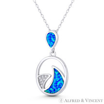 Shark Fin Boho Charm Lab-Created Opal &amp; CZ 925 Sterling Silver Statement Pendant - £16.25 GBP+