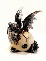 Silver Gray Baby Dragon Hatching from an Egg Collectible Figurine H = 6 in - $25.55