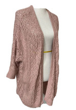 Maurices Cardigan Sweater Women&#39;s S Pink Mid-Length Long Open-Knit 3/4 Sleeve - £14.85 GBP
