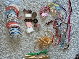 Vintage And Modern Lot of 12 Spool of Ribbon Variety Colors Brands plus scraps - $14.84