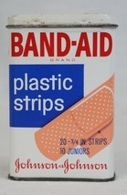 VINTAGE Antique Johnson &amp; Johnson Band-Aid Plastic Strips Empty Tin - £15.47 GBP