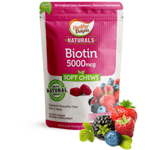 Healthy Delights Naturals, Biotin Soft Chews, Supports Lustrous Hair, Gl... - $13.99