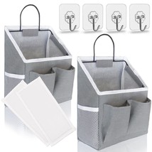 2Pcs Wall Hanging Organizer Bag, Linen Fabric Door Hanging Storage Basket With P - $28.99