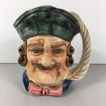 Vintage Pirate Toby Jug Character Face Mug Black Hat Brown Curly Hair Mo... - $9.89