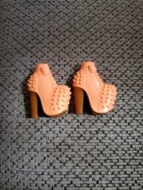 MGA Bratz Pair Doll Shoes Feet Boots Accessories Girl Orange Peach Big Bow Heels - £4.60 GBP