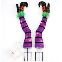 Lighted Purple Witch Legs Halloween Decoration - £110.78 GBP