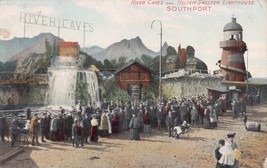 Southport England~River Caves &amp; Helter Skelter LIGHTHOUSE~1908 Kenyon Postcard - £6.71 GBP