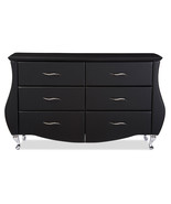 Mistral Black Faux Leather 6-Drawer Dresser w/Stailess Steel Legs - $13,825.11 MXN