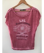 Ralph Lauren Womens Pink Nautical Cotton Faded Distressed Logo T Shirt L... - £29.09 GBP