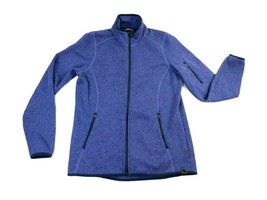 LL Bean Blue Full Zip Soft Shell Sweater Jacket Zip Pockets Womens Medium  EUC - £40.75 GBP