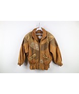 Vintage 90s Streetwear Womens Medium Leather Paisley Patchwork Bomber Ja... - $158.35