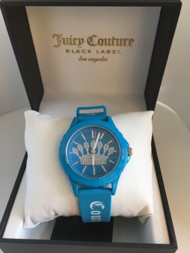 Juicy Couture Black Label Womens Glitter Crown Silicone Blue Watch JC/1001BL NWT - $101.64