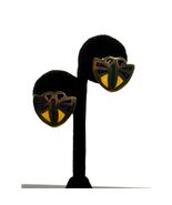 Rare Vintage Alpaca Mexico Inlaid Butterfly Clip on Earrings - $51.23