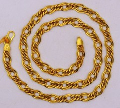 22 Kt 20 inches Yellow Gold Hollow Figaro Link Chain Authentic Unisex Jewelry - £3,511.38 GBP
