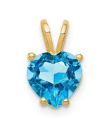14k Yellow Gold 7mm Heart December Birthstone Blue Topaz Pendant - $230.98 CAD