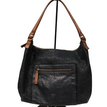 FOSSIL Women Shoulder navy blue &amp; Brown Leather Bag 14” x 11” - £48.16 GBP