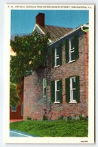 Unusual House and Tree On Braddock Street Winchester Virginia Postcard Linen - £12.33 GBP