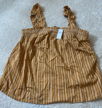 NEW Banana Republic Factory Stripe Embroidered Smock Neck Tank Honey Small NWT - £23.40 GBP
