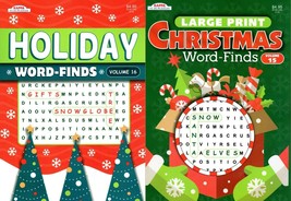 Large Print - Christmas Holiday - Word-Finds vol.15-16 (Set of 2 Books) - £8.65 GBP