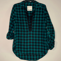 Girl Crazy lace up flannel shirt - $10.78