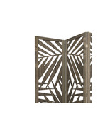 HomeRoots 3 Panel Grey Room Divider with Tropical leaf - $9,799.59 MXN