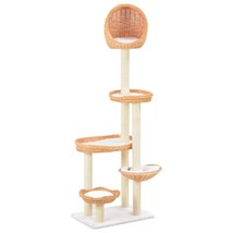 Cat Tree with Sisal Scratching Post Natural Willow Wood - £139.96 GBP