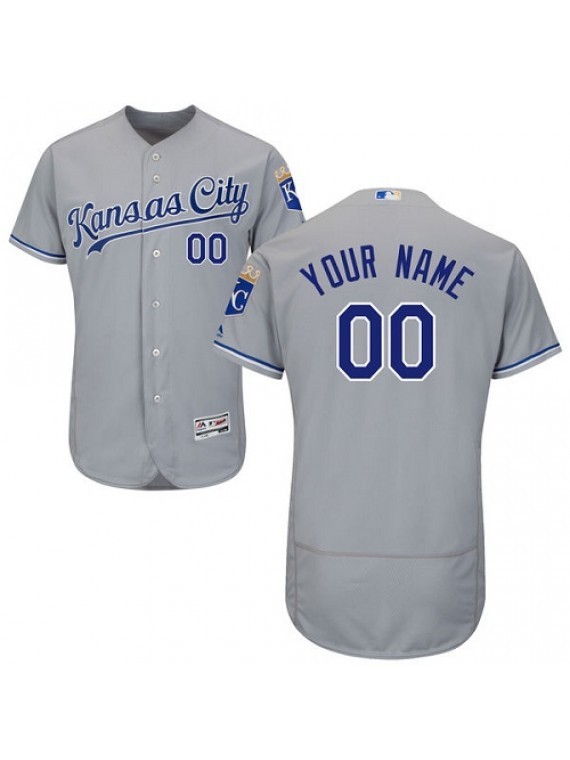 Men's Kansas City Royals Custom NAME & NUMBER Cheap Jersey Grey FB Stitched - $42.98