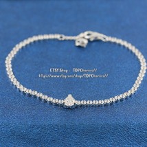 2021 Winter Release 925 Sterling Silver Sparkling Clear Heart Tennis Bracelet - £19.57 GBP