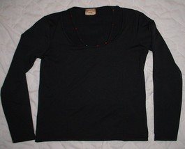 WRANGLER Black STRETCH long sleeve  Top w/ Embellishments  sz. M  EUC - £4.71 GBP