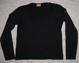 WRANGLER Black STRETCH long sleeve  Top w/ Embellishments  sz. M  EUC - £4.50 GBP