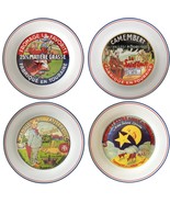 4 French Label Les Fromage de France 8&quot; Cheese Plates Porcelain Kiss Tha... - £23.69 GBP