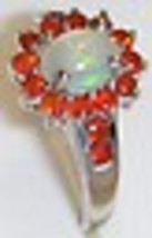 White Ethiopian Opal & Orange Fire Opal Cocktail Ring, Silver, Size 8, 1.50(Tcw) - $89.99