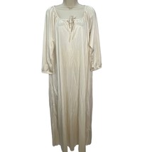Anthony Richards 3/4 Sleeve Maxi Nightgown Ivory White Silky Size M Keyhole Tie - £19.74 GBP
