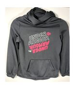 under armour big girls armour fleece hoodie black pink print youth size YMD - $25.65