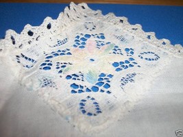 Home Treasure Linen Decor Doilie Odd Rectangle Pair Color Flower Lace Do... - $14.24