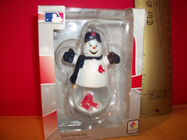 MLB Christmas Ornament Decor Boston Red Sox Team Snowman Box Baseball Sn... - $9.49