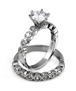 6 Prong Austrian Zircon Wedding Band Engagement Set Promise Ring - $61.00