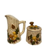 Vtg Holland Mold Mushroom Tree Stump Acorn Pitcher &amp; Sugar Bowl 3D Kitsc... - $912.78 MXN