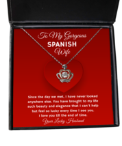 Spanish Wife Necklace Gifts - Crown Pendant Jewelry Valentines Day Present  - £39.92 GBP