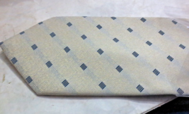 Hermes Paris Men&#39;s 100% Silk Ties Gray off White with Blue Stripes slashes - $100.00