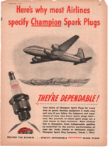 1946 Champion Spark Plugs They&#39;re Dependable Toledo Ohio print ad fc2 - $17.10